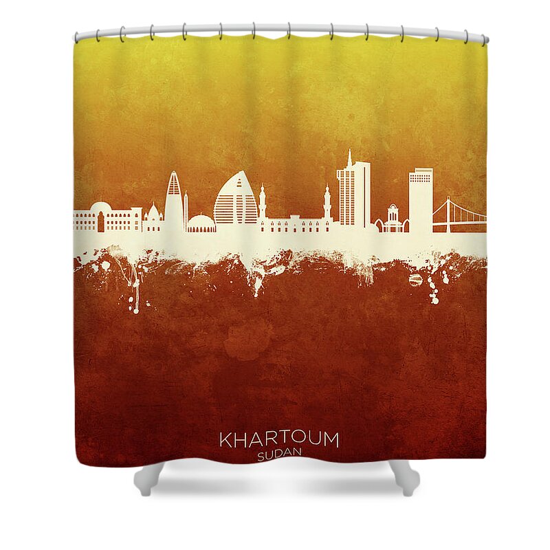 Khartoum Shower Curtain featuring the digital art Khartoum Sudan Skyline #35 by Michael Tompsett