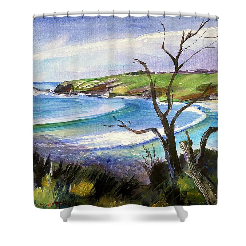 Beach Shower Curtain featuring the painting Kiama by Shirley Peters