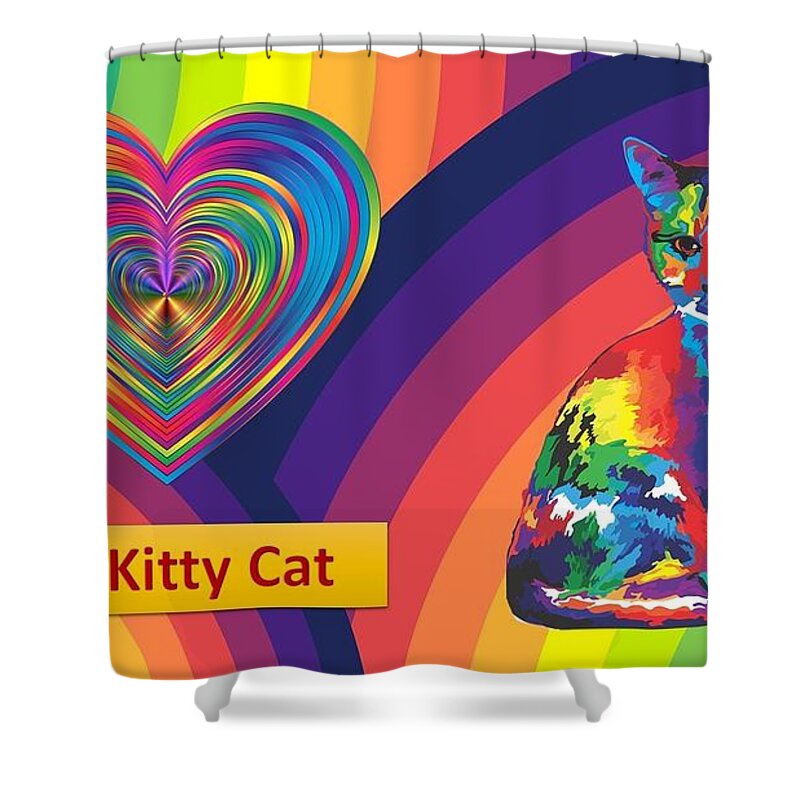 Cats Shower Curtain featuring the mixed media Kids Love Kitties by Nancy Ayanna Wyatt