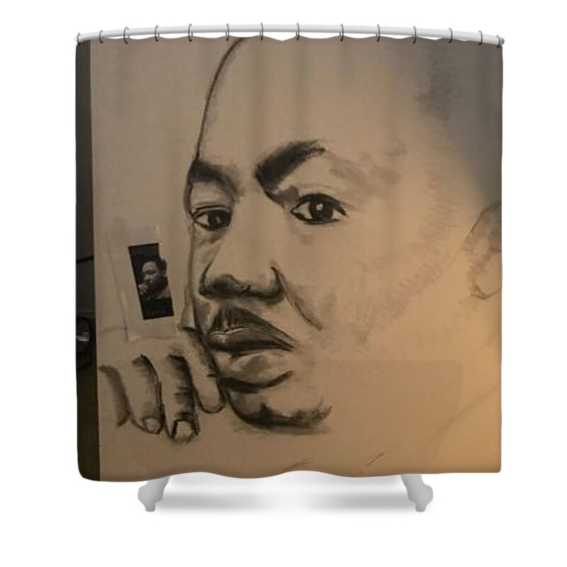  Shower Curtain featuring the drawing King by Angie ONeal