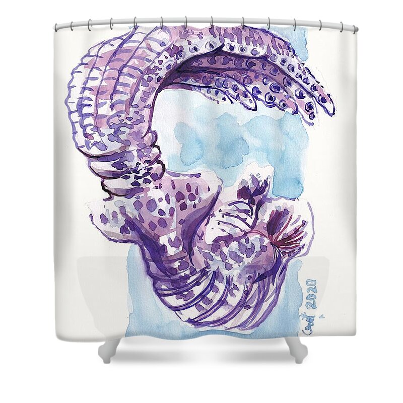 Miniature Shower Curtain featuring the painting King Kraken by George Cret