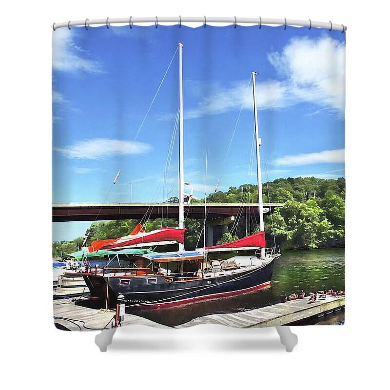 Kingston Shower Curtain featuring the photograph Kingston NY - Colorful Boats on Rondout Creek by Susan Savad
