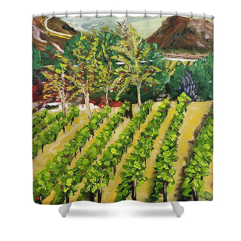 Somerset Winery Shower Curtain featuring the painting Kirk's View by Roxy Rich