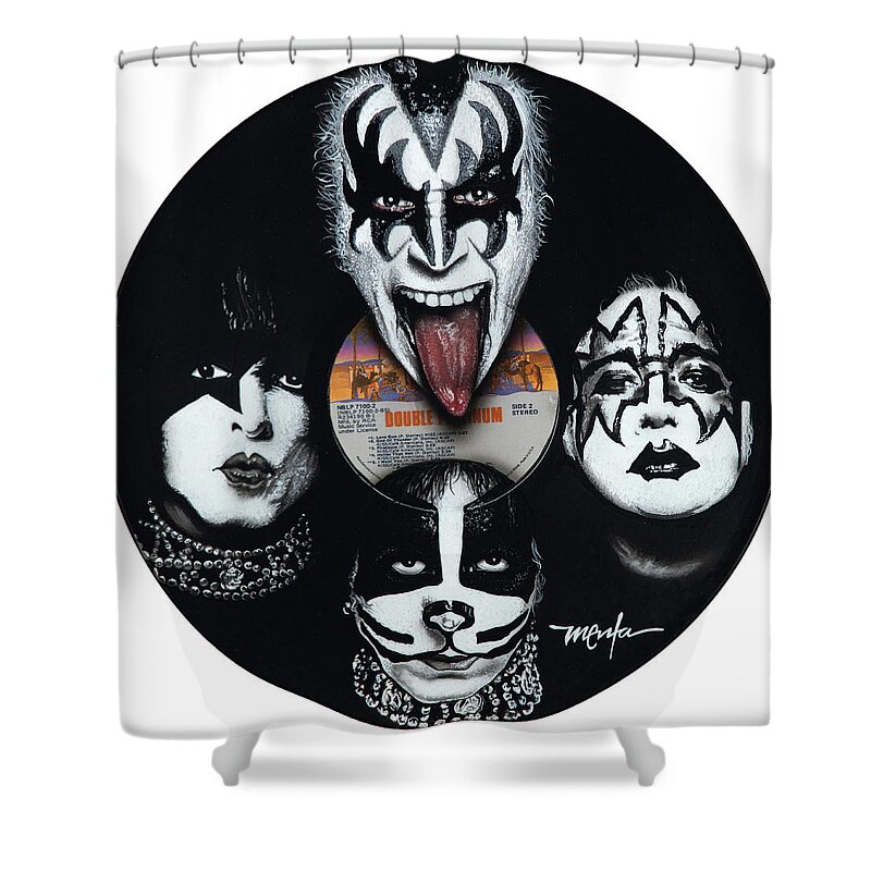 Kiss Shower Curtain featuring the painting Kiss Double Platinum by Dan Menta