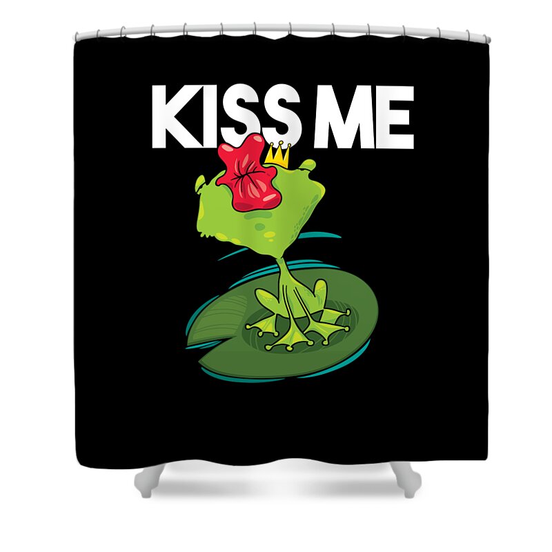 Kiss Me Prince Frog Frog Kissing Funny Gift Shower Curtain by Thomas Larch  - Pixels