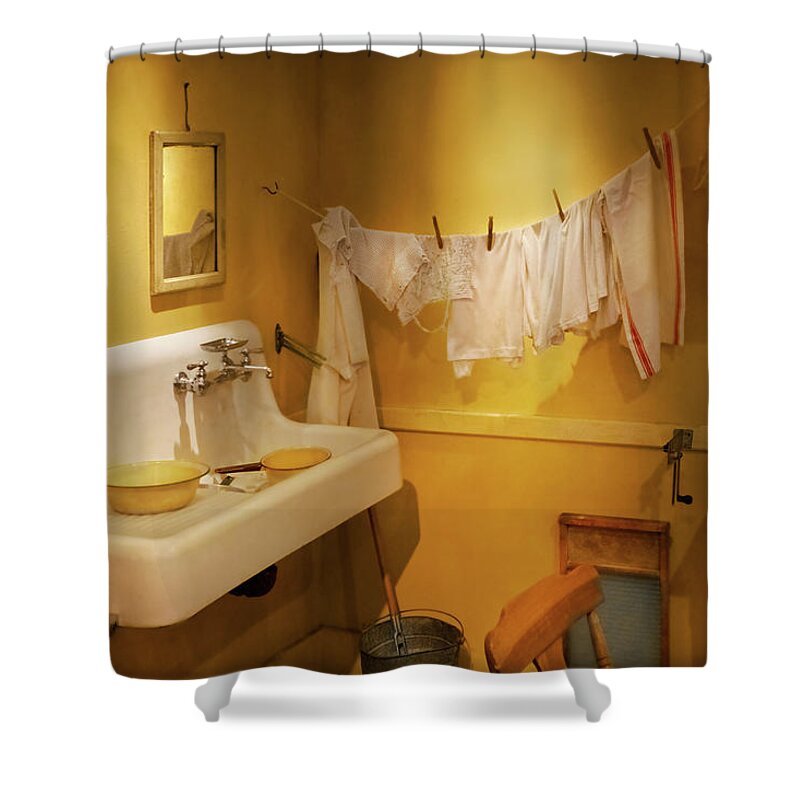 Chef Shower Curtain featuring the photograph Kitchen - Our first kitchen by Mike Savad