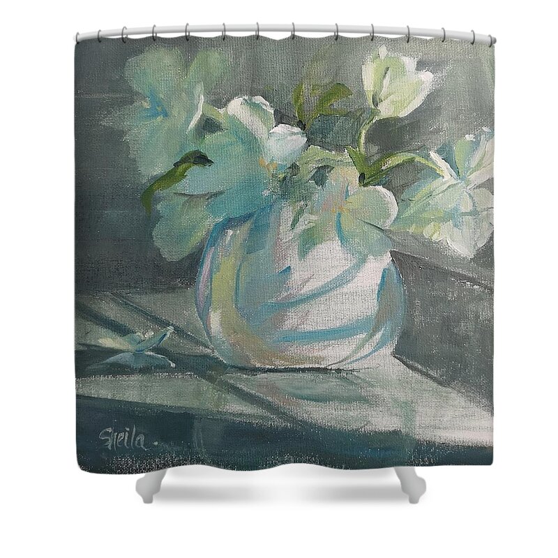 Floral Shower Curtain featuring the painting Kitchen Tulips by Sheila Romard
