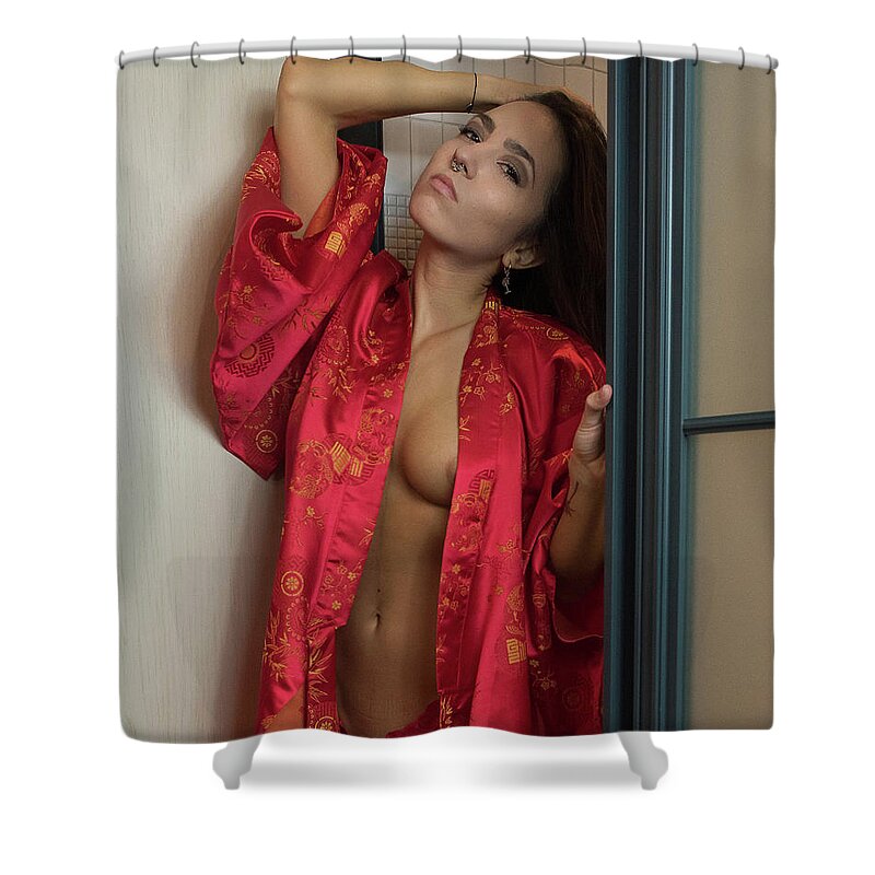 Romance Shower Curtain featuring the photograph Kitti - Romance and Seduction by Alan Goldberg