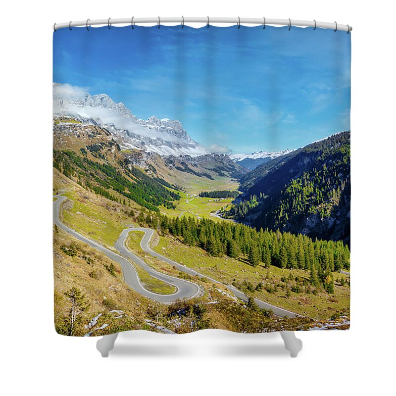 Landscape Shower Curtain featuring the photograph Klausenpass Panorama, Switzerland by Rick Deacon