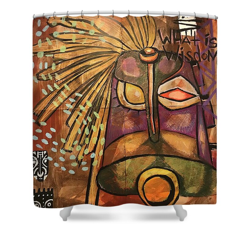 #abstractexpressionism #acrylicpainting #pastelpainting #juliusdewitthannah Shower Curtain featuring the mixed media Knowledge by Julius Hannah