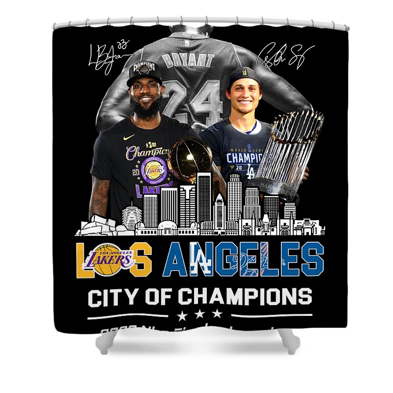 Kobe Bryant Lebron James Los Angeles Vs Corey Seager La Dodgers City Of  Champions 2020 Signature Shower Curtain by Th - Pixels