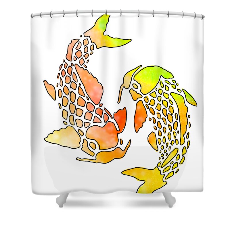 Koi Fish Shower Curtain featuring the mixed media Koi fish silhouette by Eileen Backman