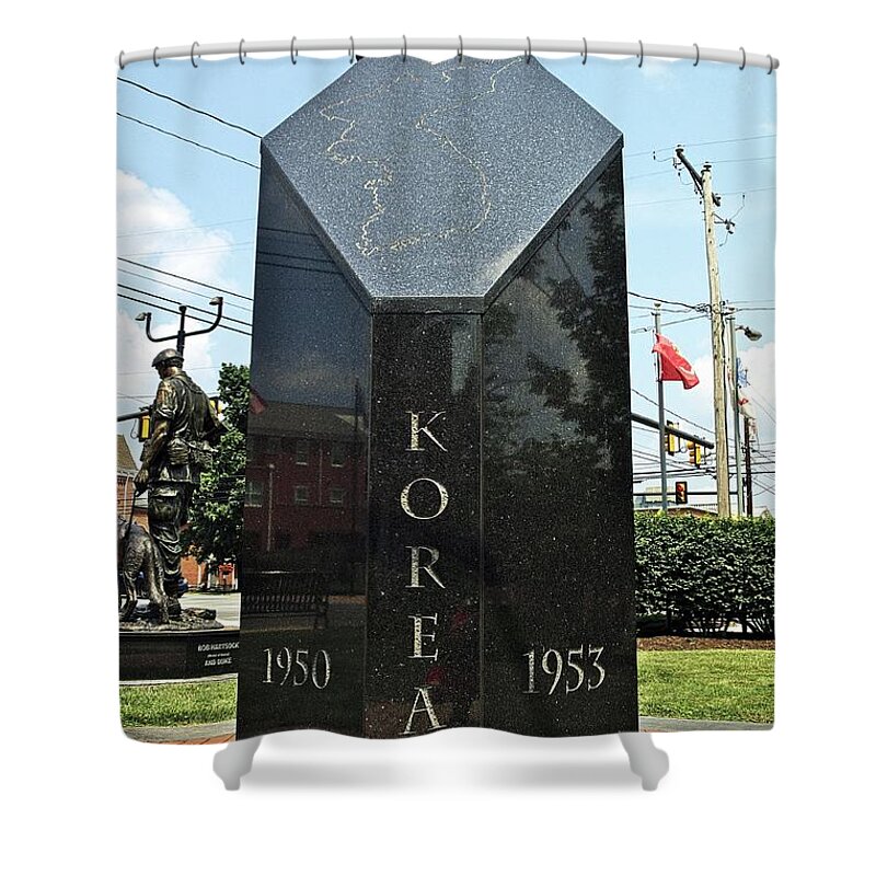 Korean Shower Curtain featuring the photograph Korean war Monument by Karl Rose