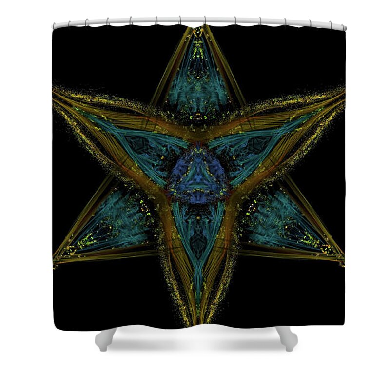 Kosmic Kreation Star Mandala Shower Curtain featuring the digital art Kosmic Kreation Star Mandala by Michael Canteen