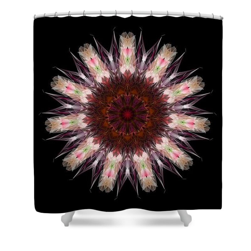 Kosmic Root Chakra Mandala Is A Mandala Based On The Chakra System That Can Be Used For Meditation And Healing. The Mandala Is Composed Of Seven Concentric Circles Representing Each Of The Seven Chakras Shower Curtain featuring the digital art Kosmic Root Chakra Mandala by Michael Canteen
