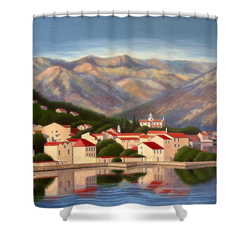 Kotor Montenegro Shower Curtain featuring the painting Kotor Montenegro by Janet King