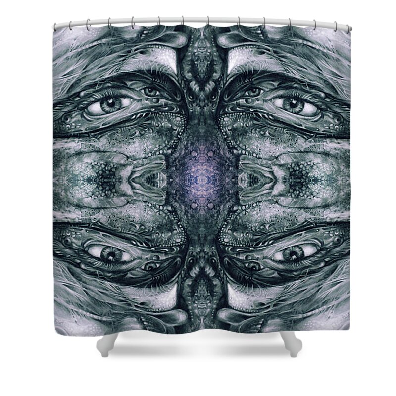 Vienna Shower Curtain featuring the digital art KRIX KRAX - The Eyes Have It by Otto Rapp