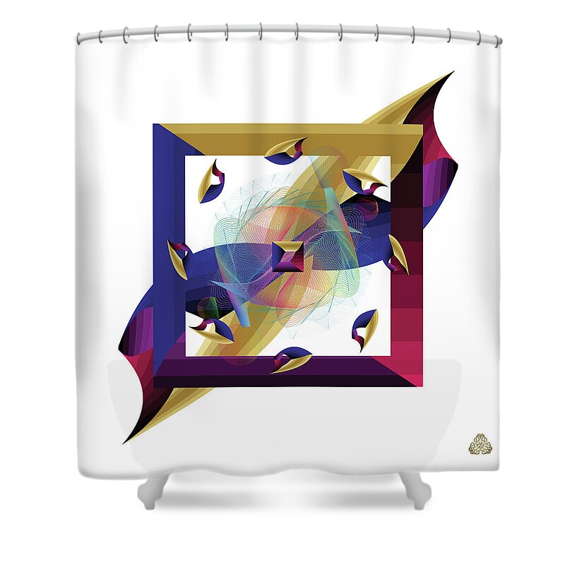 Abstract Graphic Shower Curtain featuring the digital art Kuklos No 4368 by Alan Bennington