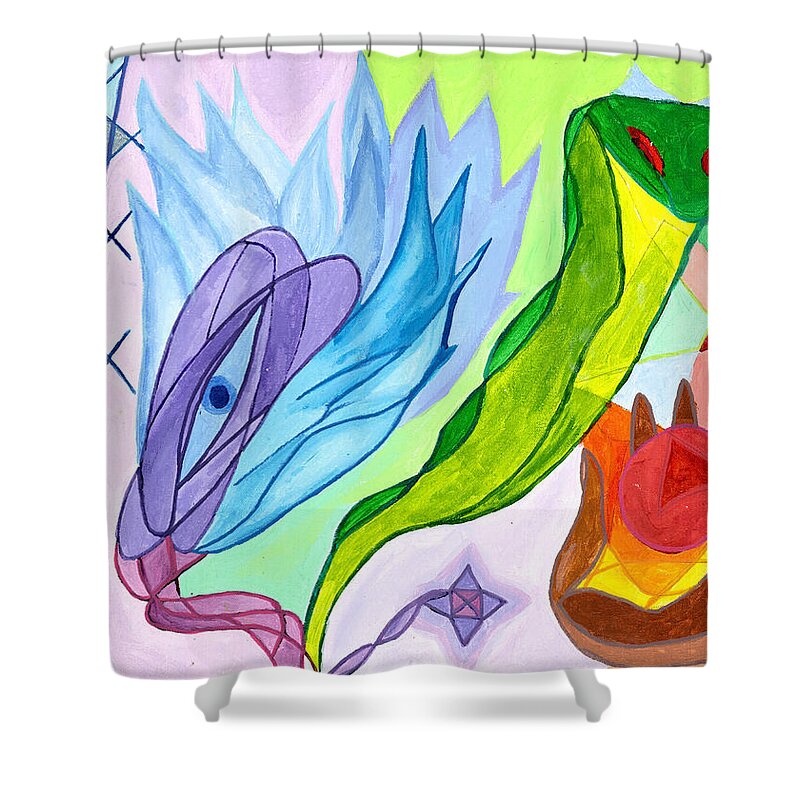 Spirituality Shower Curtain featuring the painting Kundalini Activated by B Aswin Roshan