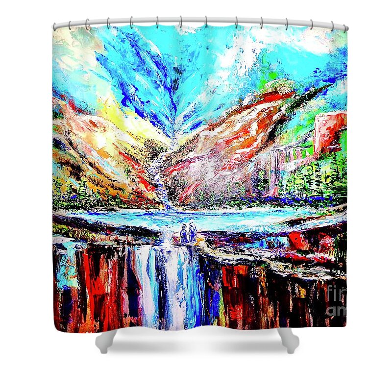 Mounts Shower Curtain featuring the painting Kz Mounts Abstract by Viktor Lazarev