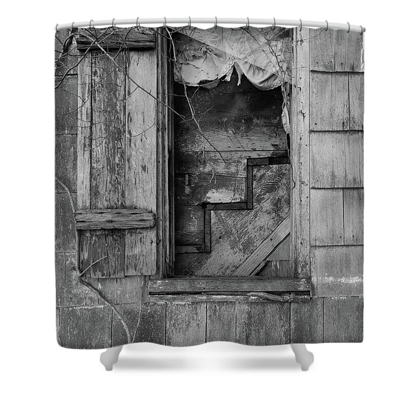 Window Shower Curtain featuring the photograph Lace Curtains of Haunted House by David Letts