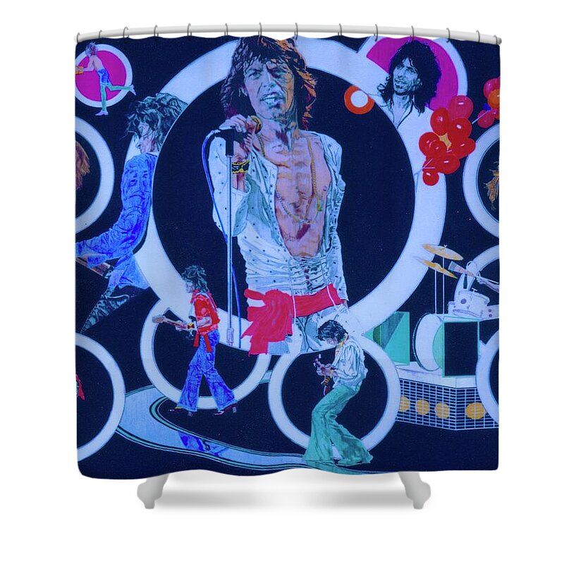 Colored Pencil Shower Curtain featuring the drawing Ladies And Gentlemen - The Rolling Stones by Sean Connolly