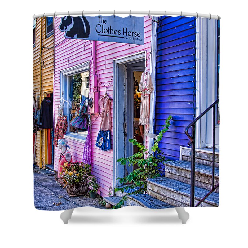 Street Scene Shower Curtain featuring the photograph Ladies Paradise Walkway Halifax by Tatiana Travelways