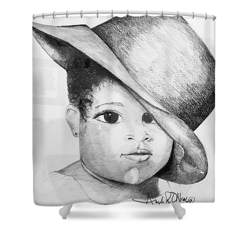  Shower Curtain featuring the drawing Lady by Angie ONeal