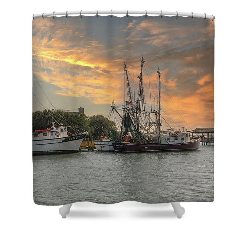Shem Creek Shower Curtain featuring the photograph Lady Eva - Capt. Tang - His and Hers by Dale Powell