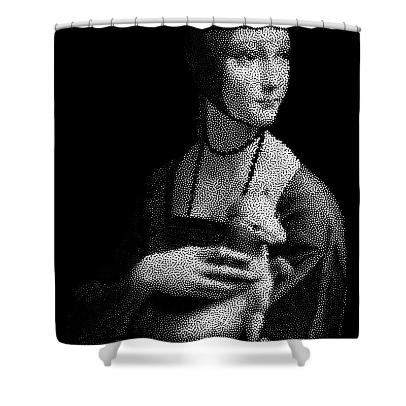 Pet Shower Curtain featuring the digital art Lady with an Ermine by Cu Biz