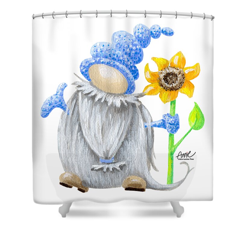 Gnome Shower Curtain featuring the painting Laff Gnome by Annie Troe