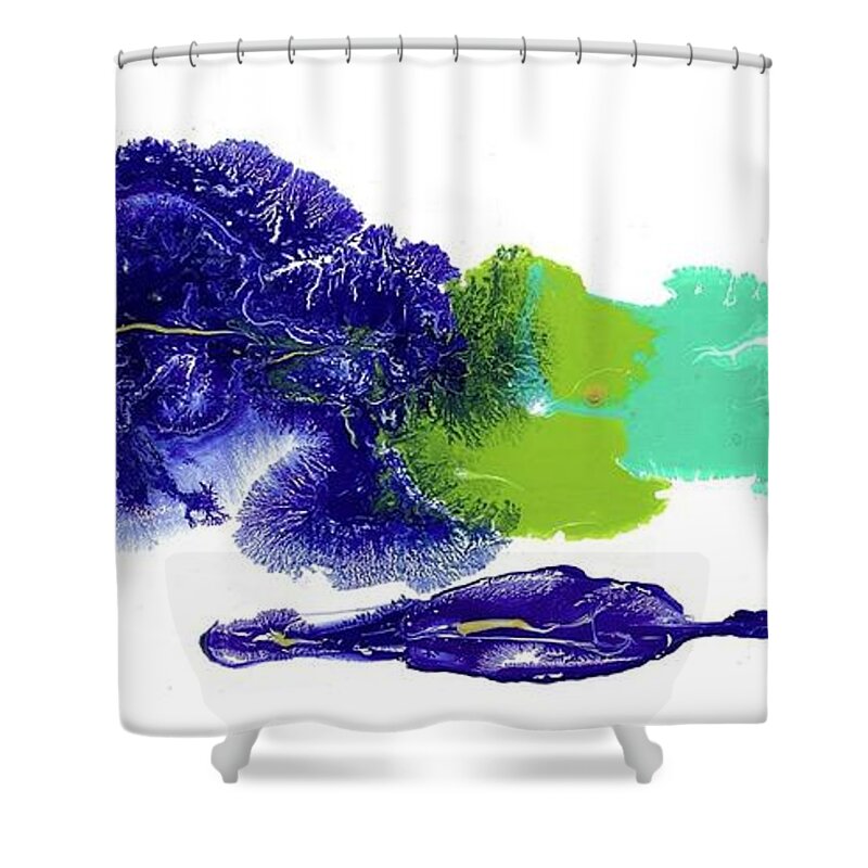 Lagoon Shower Curtain featuring the painting Lagoon by Katy Bishop