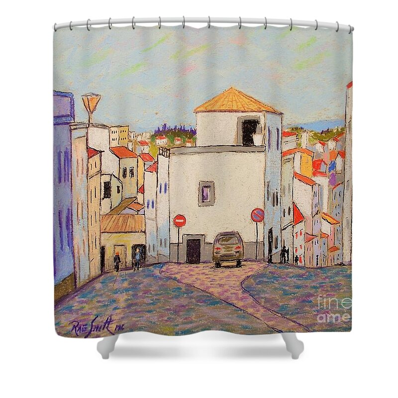 Pastel Shower Curtain featuring the pastel Lagos ,Portugal by Rae Smith PAC