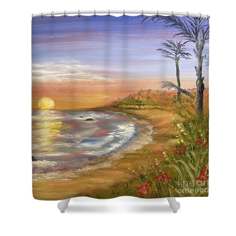 Oil Shower Curtain featuring the painting Laguna Beach California by Monika Shepherdson
