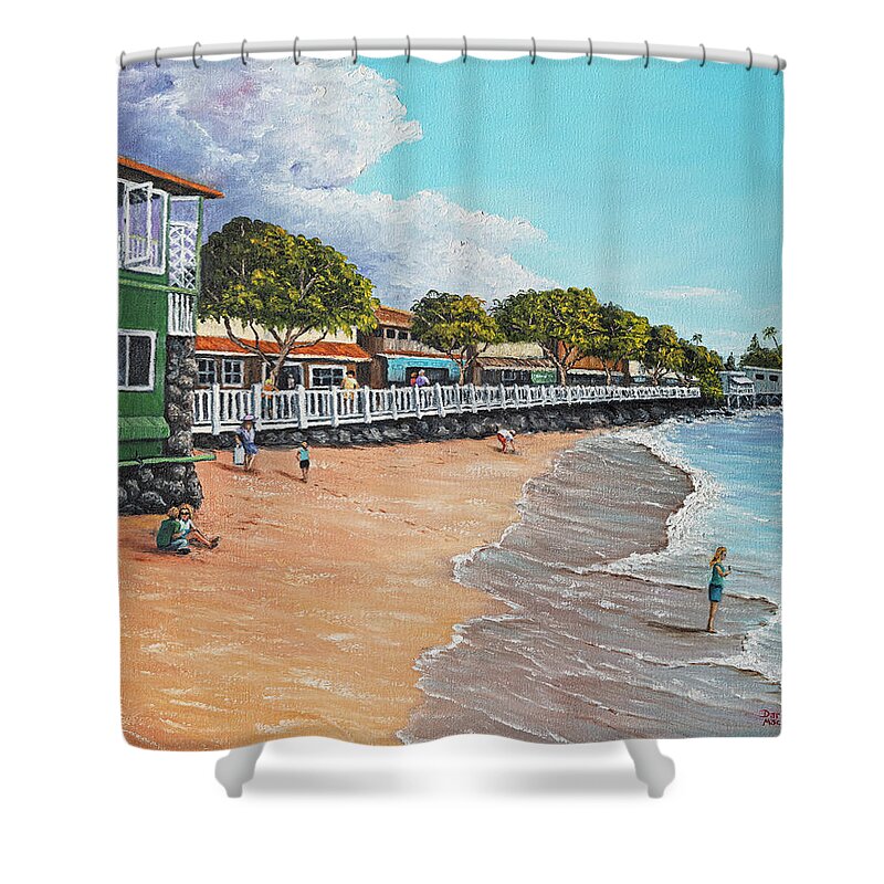 Lahaina Shower Curtain featuring the painting Lahaina Seawall by Darice Machel McGuire