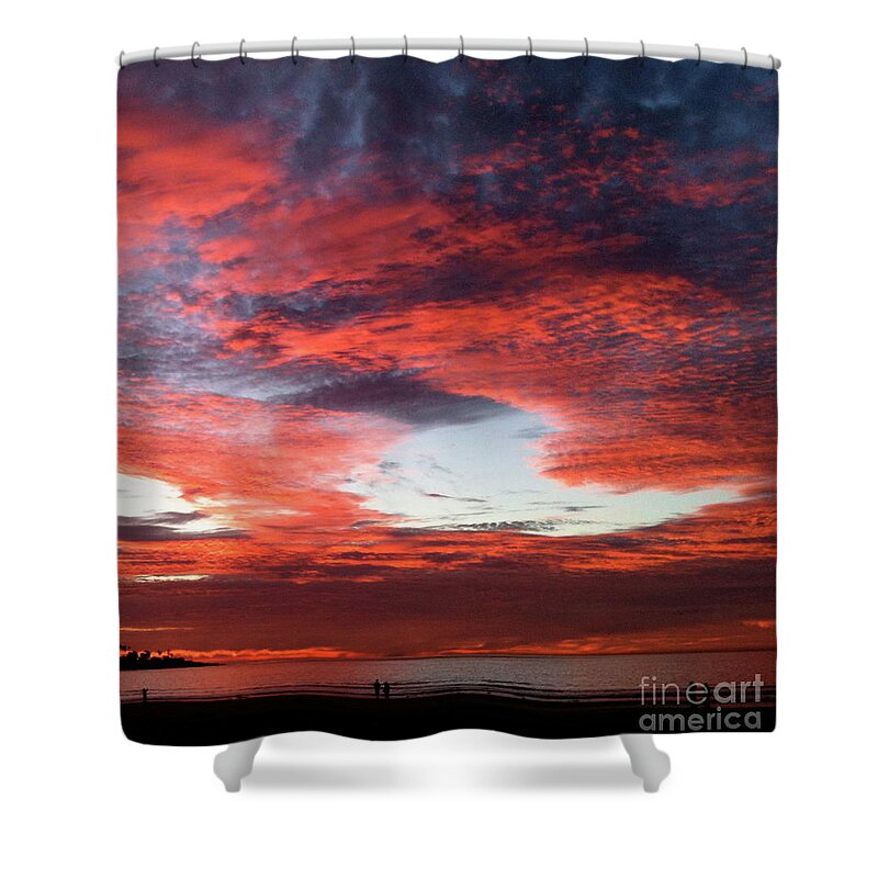 Scarlet Sunset Shower Curtain featuring the photograph LaJolla02 by Mary Kobet