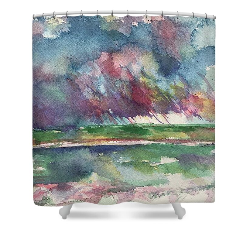 Lake Cherette Shower Curtain featuring the painting Lake Cherette #1 by Glen Neff