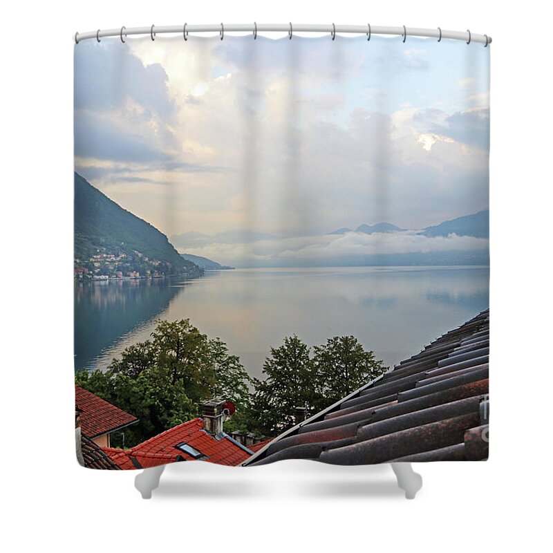 Lake Como Shower Curtain featuring the photograph Lake Como Morning 8435 by Jack Schultz