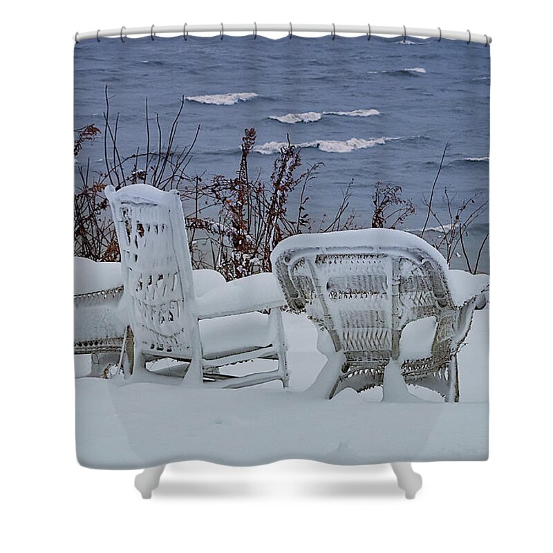 Winter Storm Ethan Shower Curtain featuring the photograph Lake Effect by Rebecca Samler