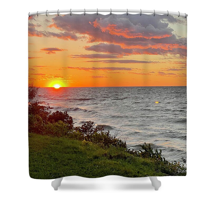 Sunset Shower Curtain featuring the photograph Lake Erie Sunset - Lorain, OH by Terri Harper