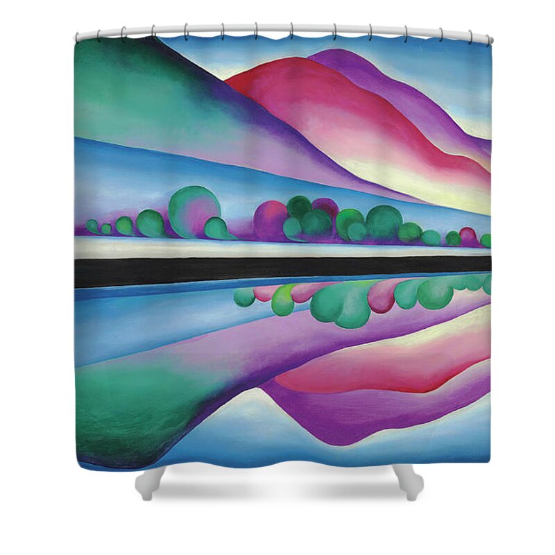 Lake George Shower Curtain featuring the painting Lake George Reflection by Georgia O'Keeffe