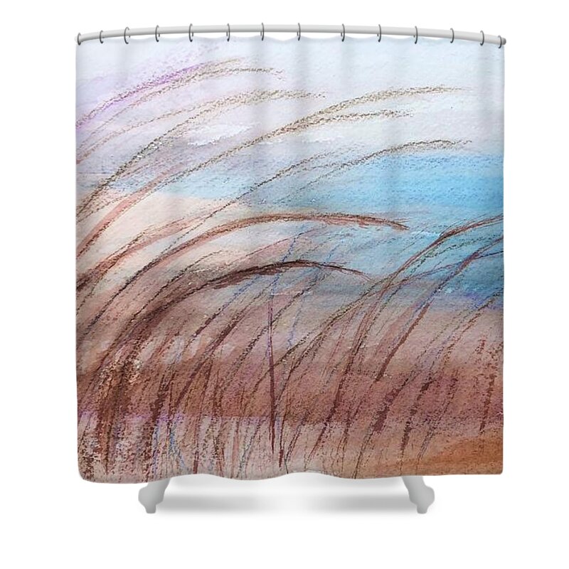 Door County Shower Curtain featuring the painting Lake Grass by Deb Stroh-Larson