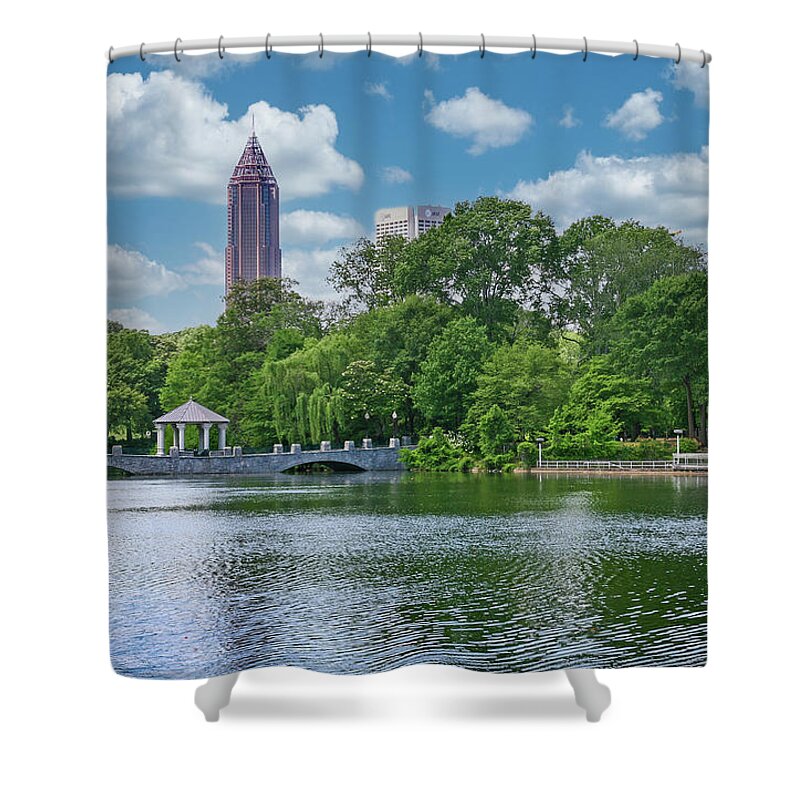 Atlanta Shower Curtain featuring the photograph Lake in City Park by Darryl Brooks