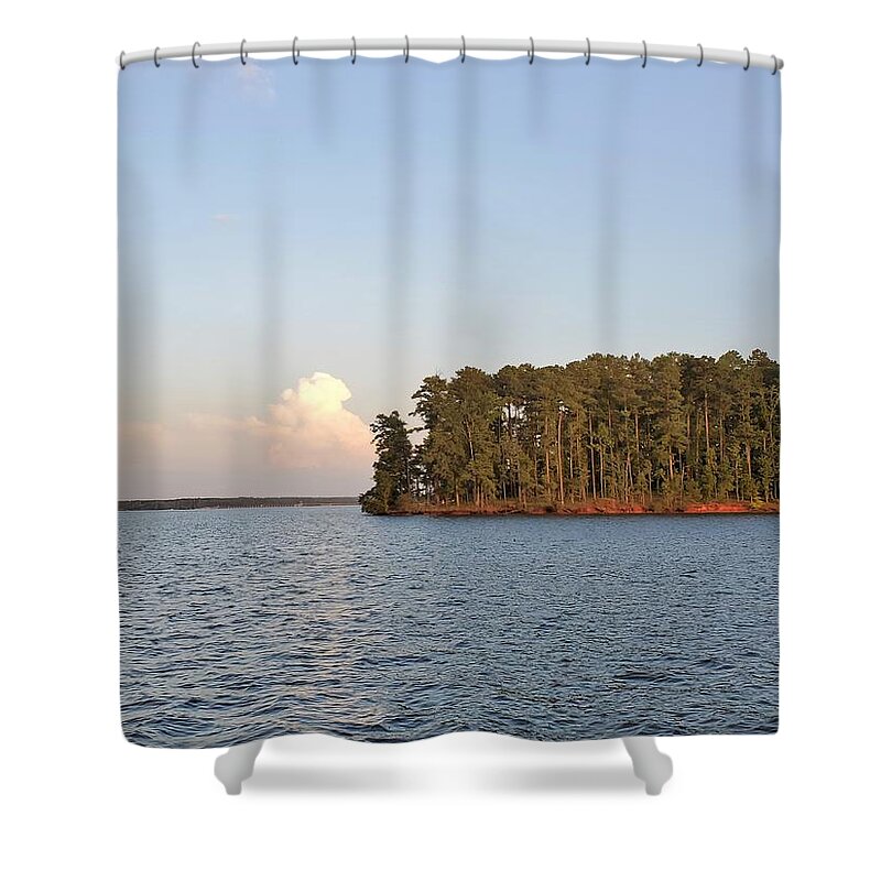 Lake Shower Curtain featuring the photograph Lake Island Starboard by Ed Williams