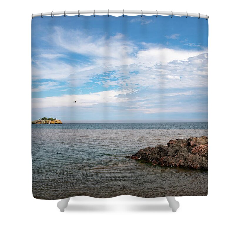 Lake Superior From Black Beach Minnesota Shower Curtain featuring the photograph Lake Superior From Black Beach Minnesota by Dan Sproul