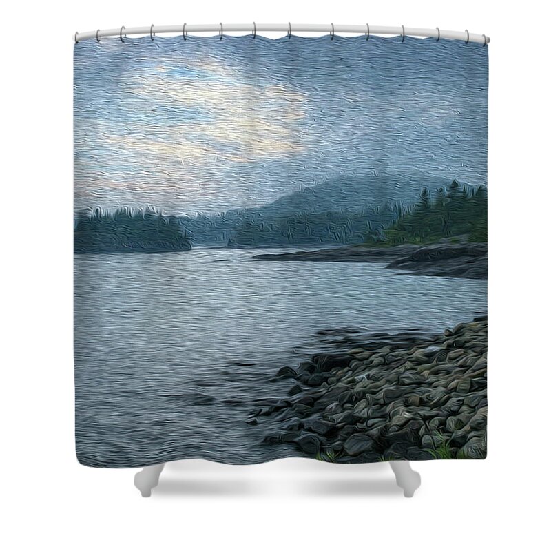 Mist Shower Curtain featuring the photograph Early Morning on Lake Superior by Robert Carter