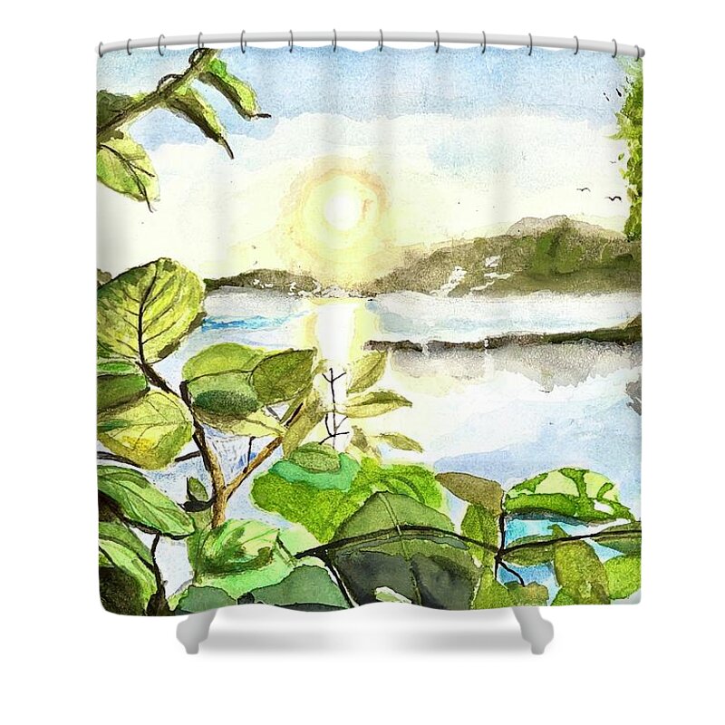 Lake Shower Curtain featuring the painting Lake Winyah by Bryan Brouwer