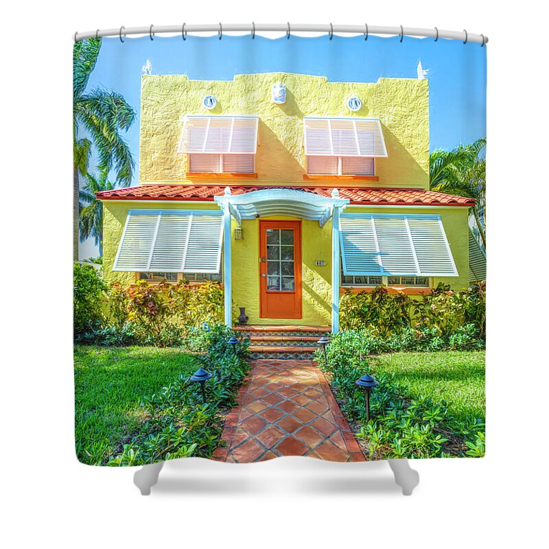 Fence Shower Curtain featuring the photograph Lake Worth Beach Home and Cottage Tour 407 North Ocean Breeze by Debra and Dave Vanderlaan