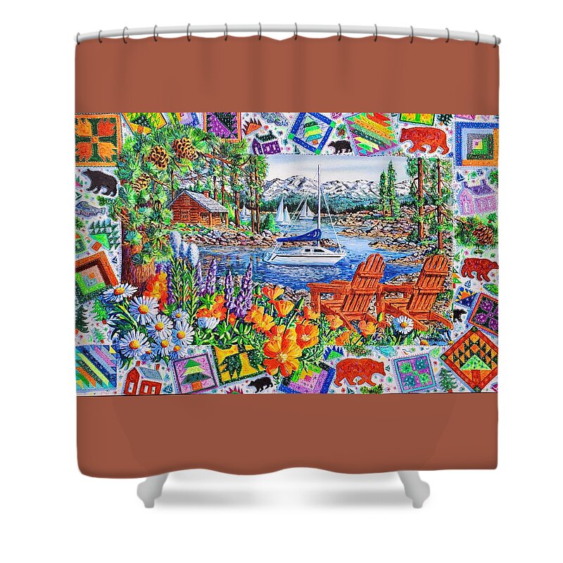 Lake Shower Curtain featuring the painting Lakeside Retreat by Diane Phalen
