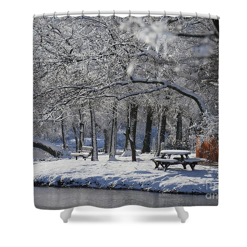 Background Shower Curtain featuring the photograph Lakeside Winter by On da Raks